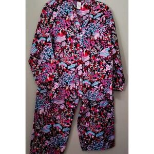 Cruz ORIENTIAL Theme Pajama Set Med Soft Silky Capri Pants / Long Top‎ (Gown)